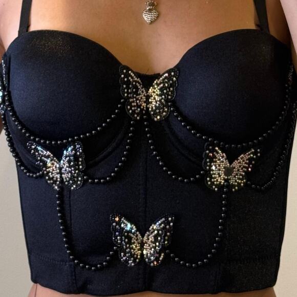 Black Embellished Bustier - Picture 3 of 5